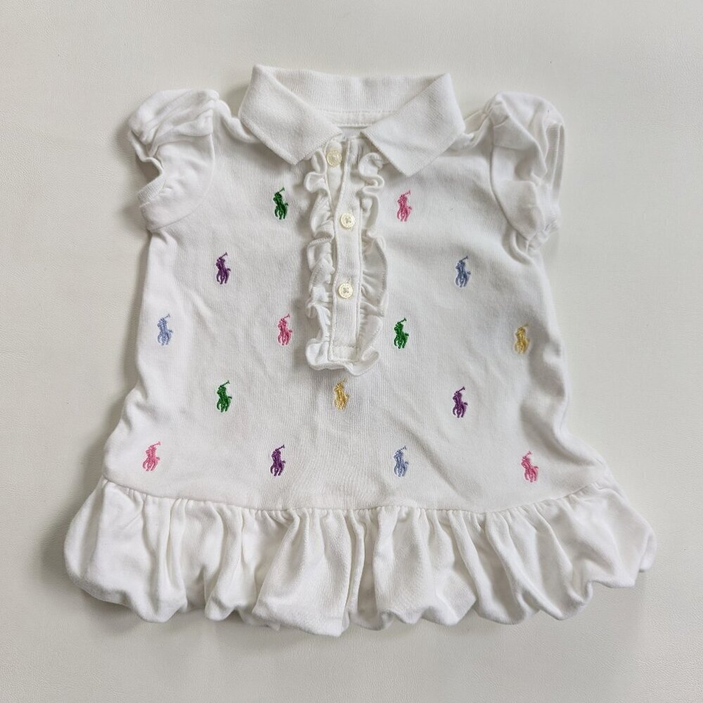 Ralph Lauren Baby Girls 3 Month Polo Summer Dress White Embroidered Logo